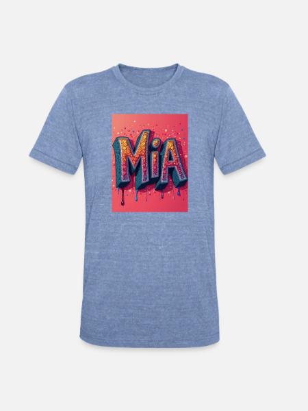 MIA Glitter Block Letters - Unisex Tri-Blend T-Shirt - heather blue