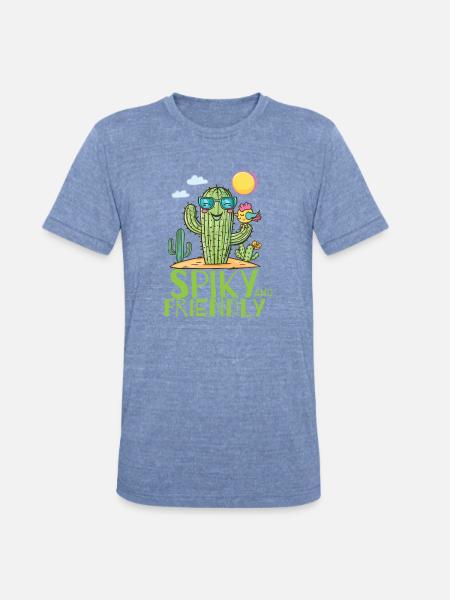 Spiky And Friendly - Unisex Tri-Blend T-Shirt - heather blue
