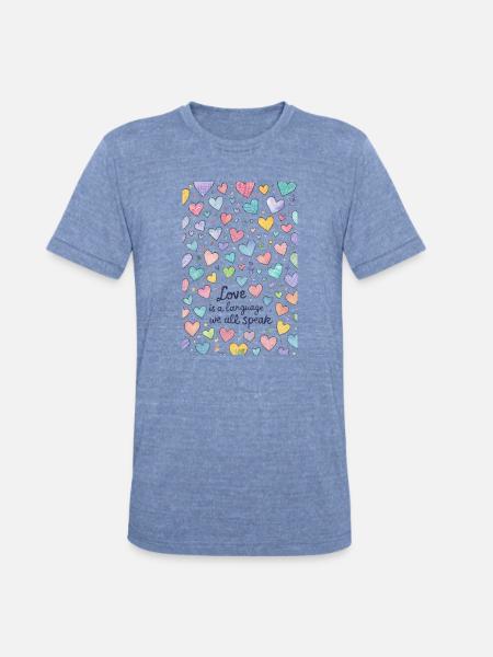 Love Speaks Hearts Pattern - Unisex Tri-Blend T-Shirt - heather blue