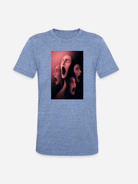 Four Faces - Unisex Tri-Blend T-Shirt - heather blue
