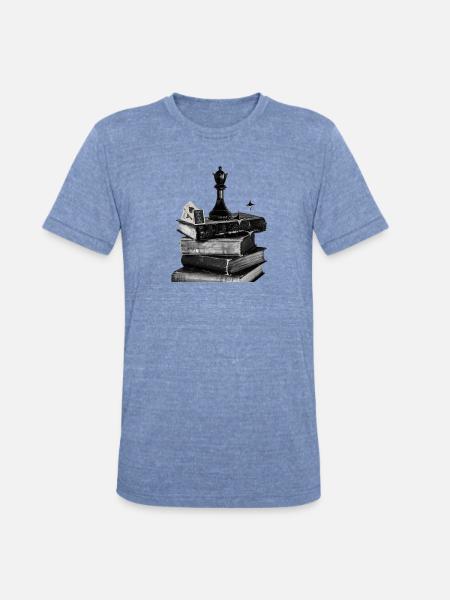 Noir Bookshelf Chess Crown - Unisex Tri-Blend T-Shirt - heather blue