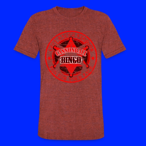 Vintage Cannonball Bingo Badge All Red - Unisex Tri-Blend T-Shirt