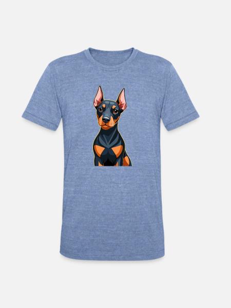 Dobermann dog puppy - Unisex Tri-Blend T-Shirt - heather blue