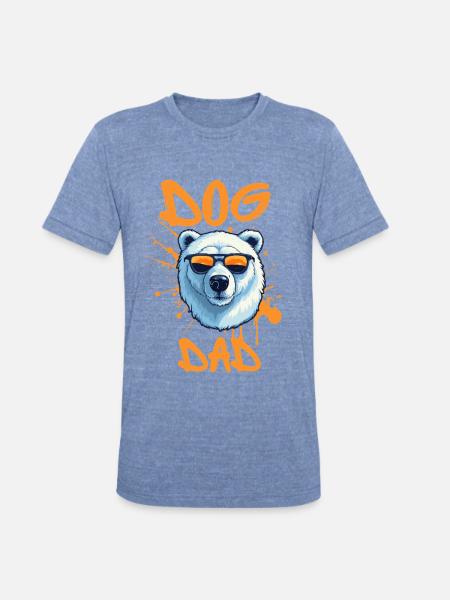 Dog Dad Graffiti Bear funny dogs  - Unisex Tri-Blend T-Shirt - heather blue