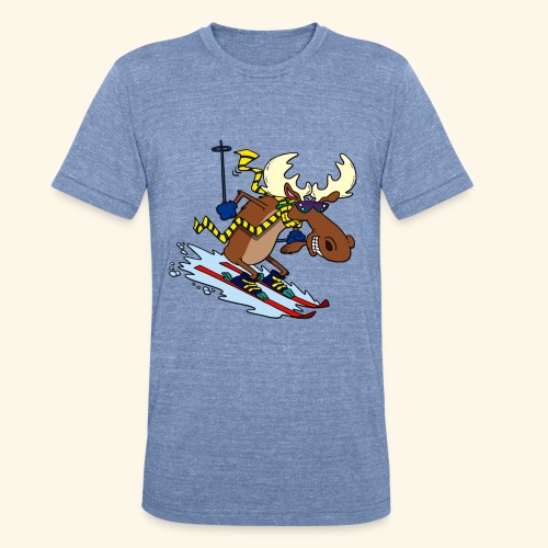 Funny Moose Skiing - Unisex Tri-Blend T-Shirt