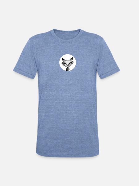 Whimsical Cat Bead Portrait - Unisex Tri-Blend T-Shirt - heather blue