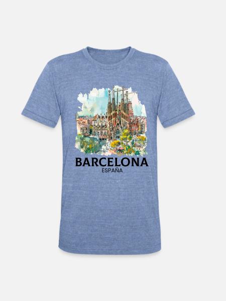 barcelona spain espana - Unisex Tri-Blend T-Shirt - heather blue