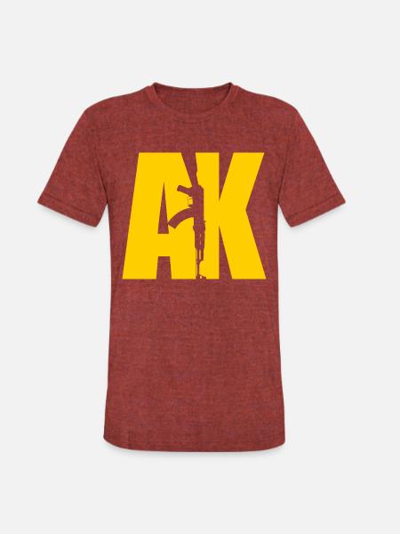 AK47 YELLOW - Unisex Tri-Blend T-Shirt - heather cranberry