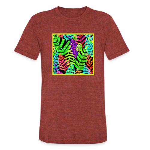 Glowing Leaf Pattern Design - Unisex Tri-Blend T-Shirt