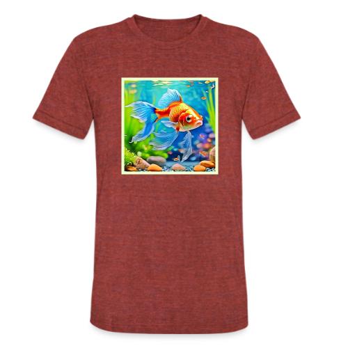 Colorful Tank Goldfish Design - Unisex Tri-Blend T-Shirt