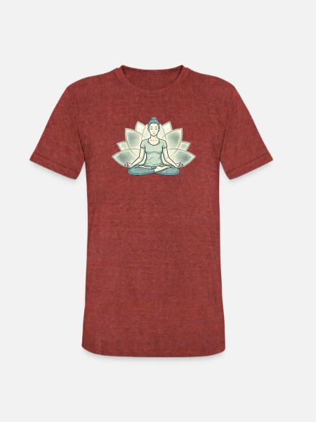 Lotus Calm Meditation Silhouette - Unisex Tri-Blend T-Shirt - heather cranberry