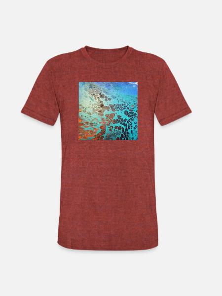 Aqua Cell Burst - Unisex Tri-Blend T-Shirt - heather cranberry