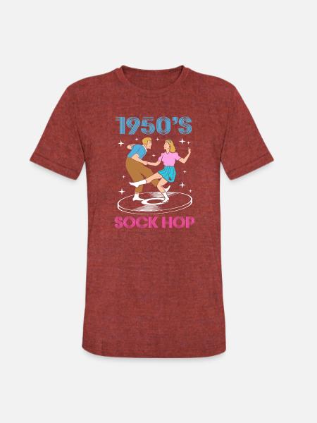 Sock Hop 1950s Dance Party - Unisex Tri-Blend T-Shirt - heather cranberry