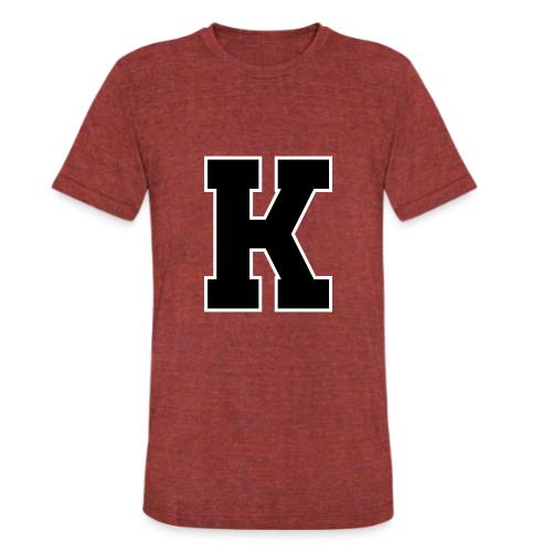 Varsity Letter K Collegiate Font Design - Unisex Tri-Blend T-Shirt