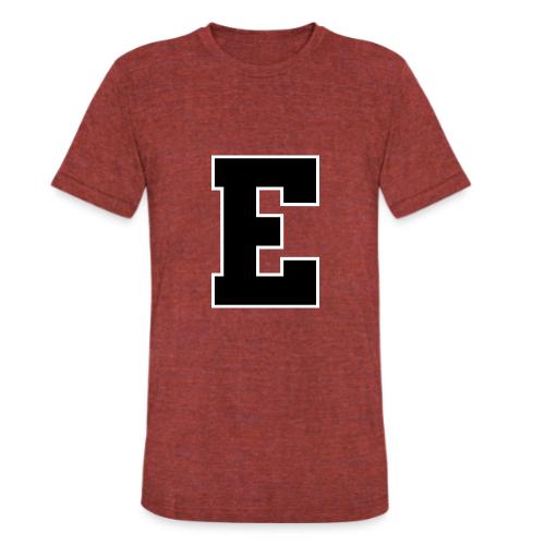 Varsity Letter E Collegiate Font Graphic - Unisex Tri-Blend T-Shirt