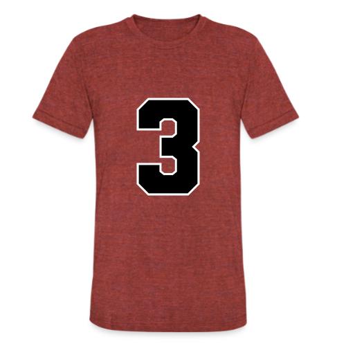 Varsity Number 3 Athletic Font - Unisex Tri-Blend T-Shirt
