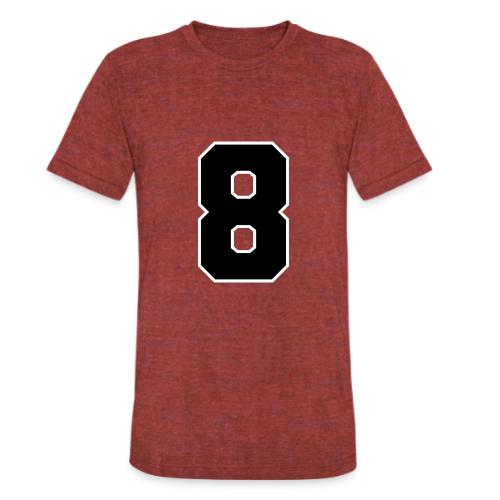 Varsity Number 8 College Style - Unisex Tri-Blend T-Shirt