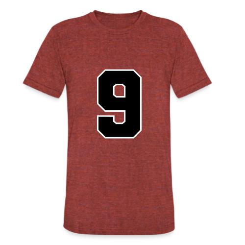 Varsity Number 9 Athletic Font - Unisex Tri-Blend T-Shirt