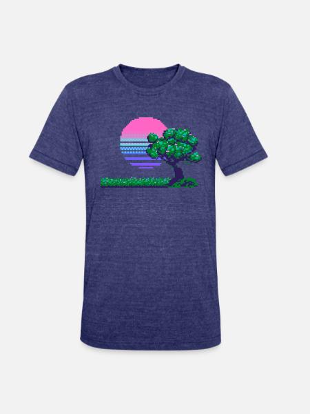 Pixel Serenity - Unisex Tri-Blend T-Shirt - heather indigo