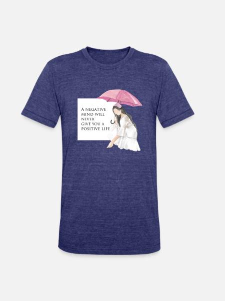 Girl in umbrella - Unisex Tri-Blend T-Shirt - heather indigo