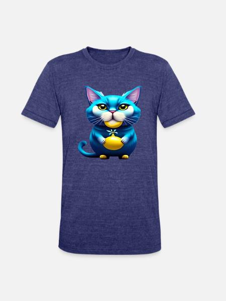 Blue cat - Unisex Tri-Blend T-Shirt - heather indigo