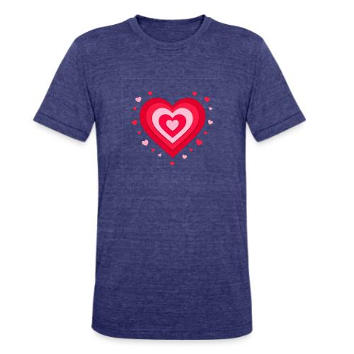 Layered Red & Pink Heart – Cute Valentine Love - Unisex Tri-Blend T-Shirt