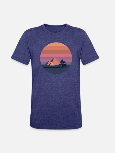 Volkswagen VW T2a Camper With Pyramids - Unisex Tri-Blend T-Shirt - heather indigo