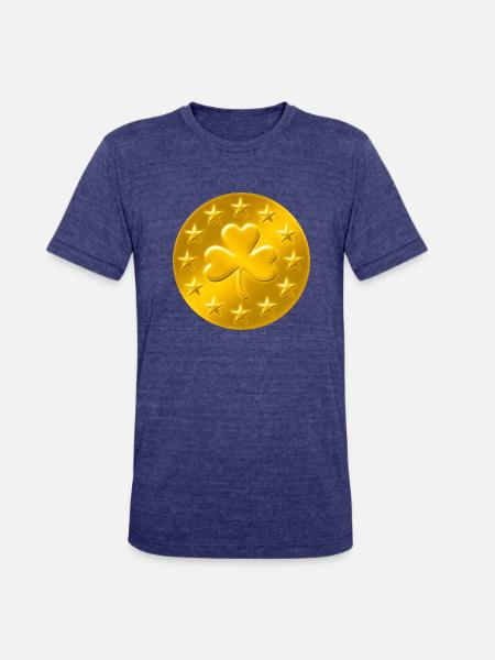 Lucky Shamrock Coin - Unisex Tri-Blend T-Shirt - heather indigo