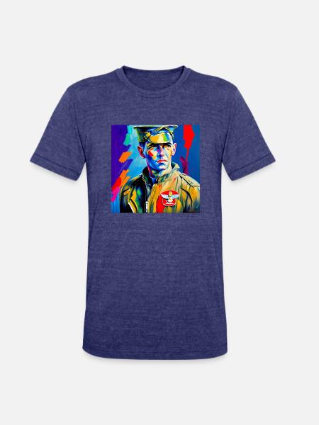 American Bomber Pilot - WW2 - Unisex Tri-Blend T-Shirt - heather indigo