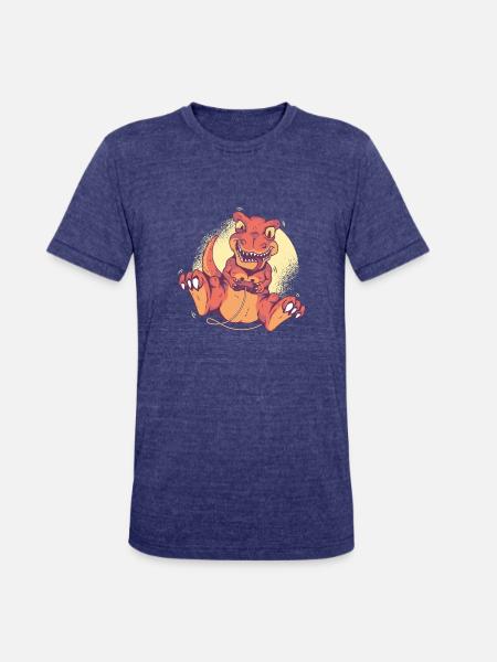 Dino Gamer - Unisex Tri-Blend T-Shirt - heather indigo