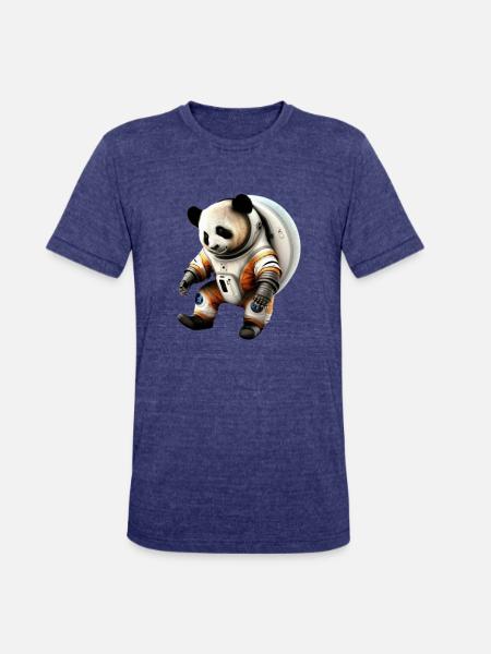Panda Astronauts Suit - Unisex Tri-Blend T-Shirt - heather indigo