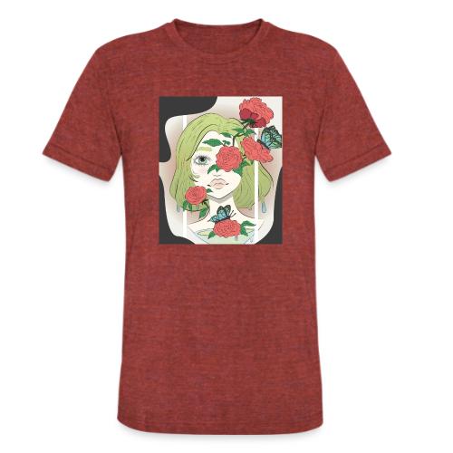 Girl with Rose Vine - Unisex Tri-Blend T-Shirt