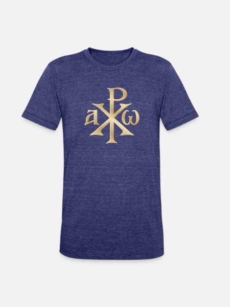 Chi Rho Christogram Gold - Unisex Tri-Blend T-Shirt - heather indigo