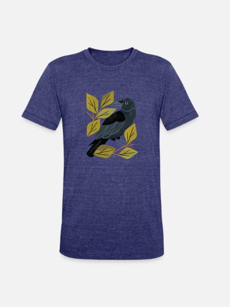 Perching Raven - Unisex Tri-Blend T-Shirt - heather indigo