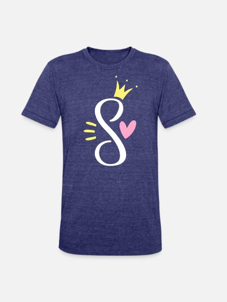 Letter S Princess Crown - Unisex Tri-Blend T-Shirt - heather indigo