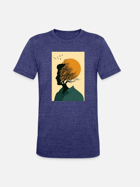 Sunlit Mindscape Silhouette - Unisex Tri-Blend T-Shirt - heather indigo