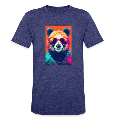 Panda in Pink Sunglasses - Unisex Tri-Blend T-Shirt