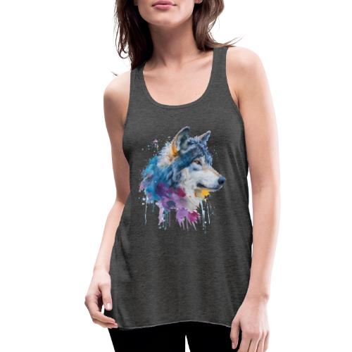 Splash-Art Wolf Head - Women's Flowy Tank Top by Bella