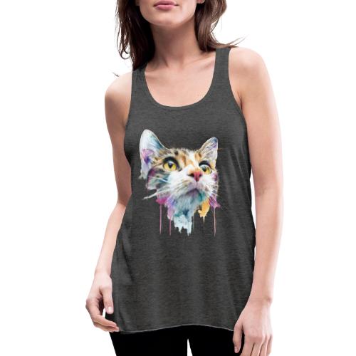 Chromatic Cat Splash - Women's Flowy Tank Top by Bella