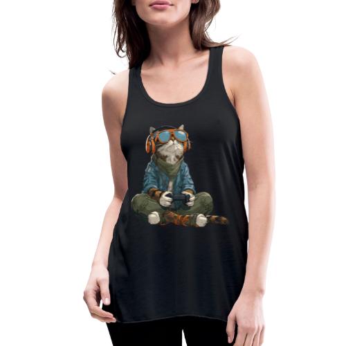 Cat: Purrfect Player - Women's Flowy Tank Top by Bella