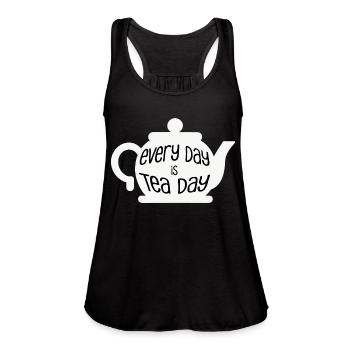 Every Day Is Tea Day - Women's Flowy Tank Top by Bella - deep heather - Front - Julia (174cm)