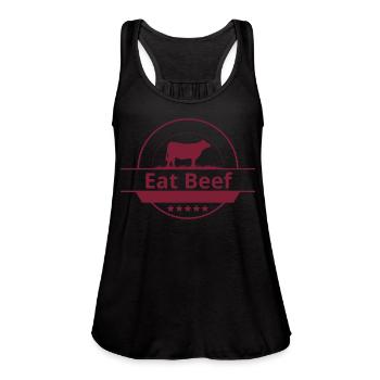 Eat Beef - Women's Flowy Tank Top by Bella - deep heather - Front - Julia (174cm)