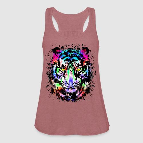 Color Splash Tiger Head - Colorful Tiger Face - Women's Flowy Tank Top by Bella
