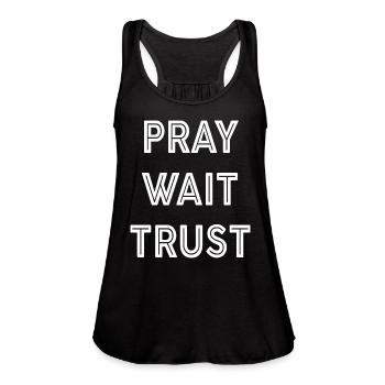 Pray Wait Trust - Women's Flowy Tank Top by Bella - deep heather - Front - Julia (174cm)