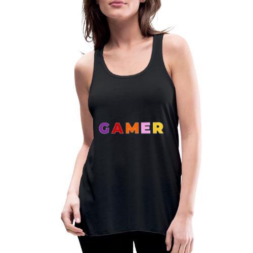 Multicolor GAMER Typography Design - Women's Flowy Tank Top by Bella