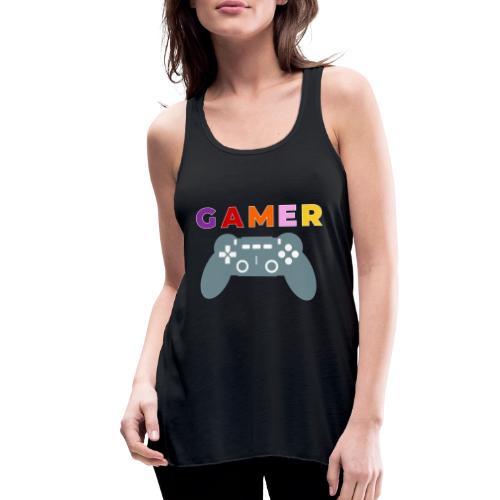 Colorful Gamer Controller Graphic - Women's Flowy Tank Top by Bella