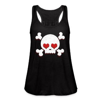 Skull Heart Valentines Day Pirate Flag - Women's Flowy Tank Top by Bella - deep heather - Front - Julia (174cm)
