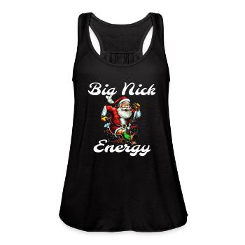 Big Nick Energy, Retro Santa - Women's Flowy Tank Top by Bella -  - Front - Julia (174cm)