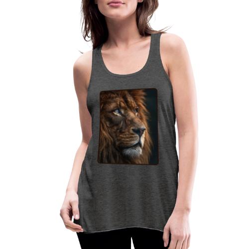 Lion Portrait Majestic Wildlife Design - Women's Flowy Tank Top by Bella