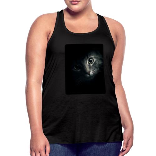 Cat Face in Shadow Close-Up Design - Women's Flowy Tank Top by Bella